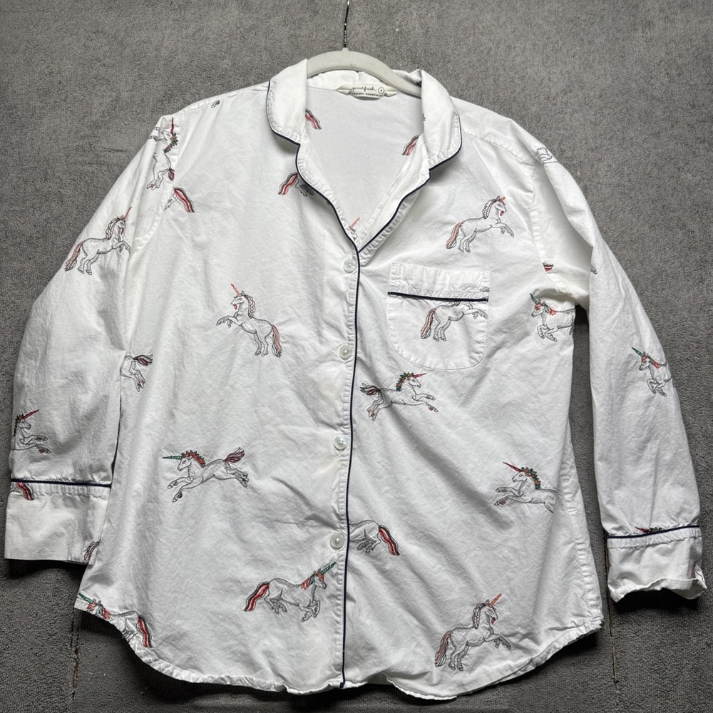 PrintFresh Women's Unicorn Pajama Set Cotton Button Up Sleepwear Lounge Small